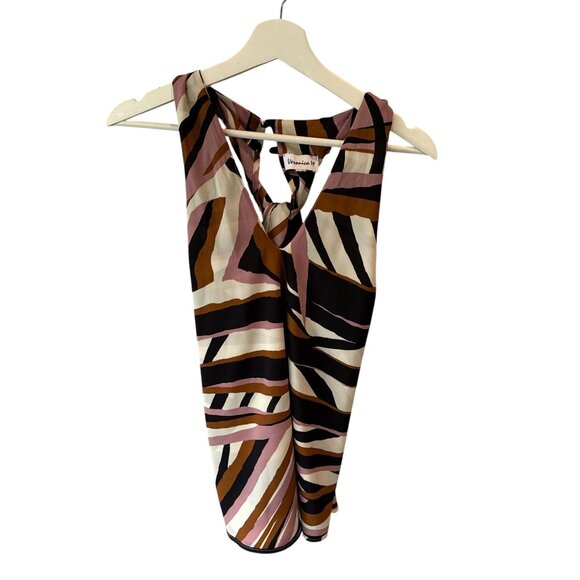 Veronica M Halter Top Zebra Stripe Abstract Boho Sleeveless Blouse Artsy - Picture 2 of 4